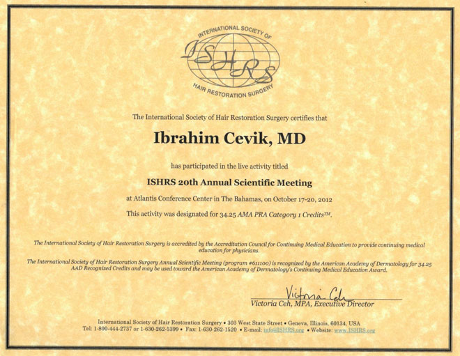 国際毛髪外科学会認定